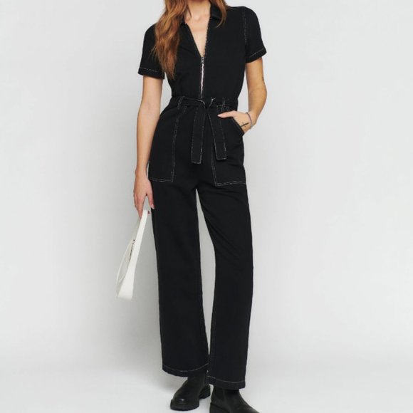 Reformation Pants - Reformation Cassidy Black Denim Jumpsuit, Size 10